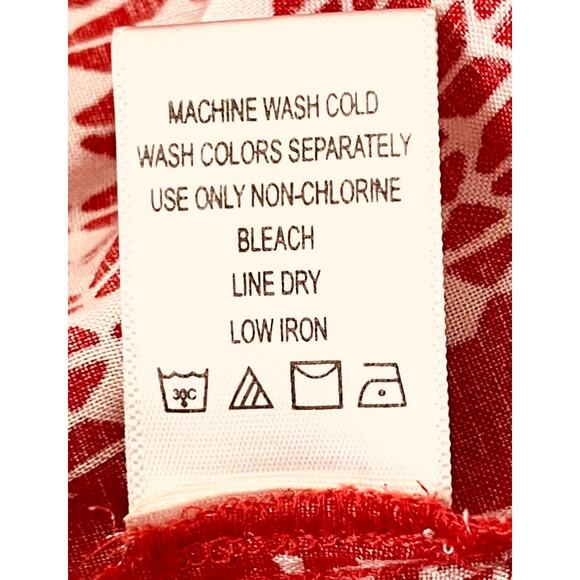 DREAMS & CO. SHORT SLV TIE- UP V-NECK TUNIC LOUNGER, WOMENS, 1X 22/24-RED/WHITE - Picture 12 of 12